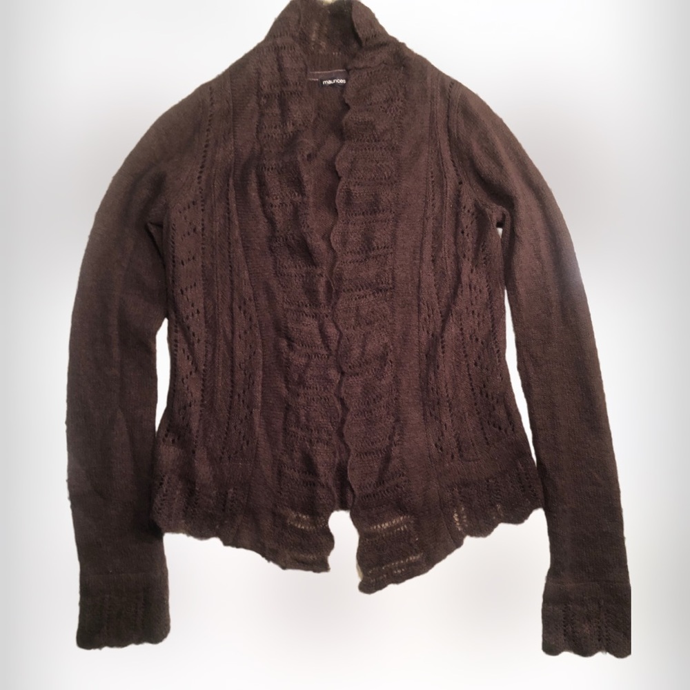 Maurice's Beautiful & Feminine Dark Brown Fitted Cardigan w/1 Hook Closure SZ S